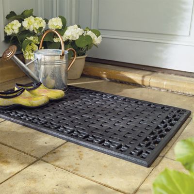 Lattice Rubber Door Mat with Quatrefoil Pattern & Weather