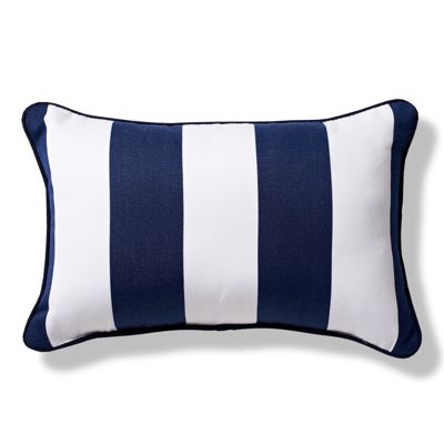 Cabana Stripe Navy Outdoor Lumbar Pillow | Frontgate