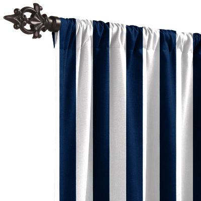 Outdoor Drapery Panel In Cabana Stripe Navy Frontgate