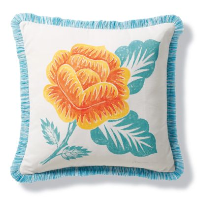 Handpainted Rose Outdoor Pillow Frontgate