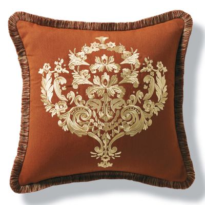 Embroidered Brick Pillow with Fringe | Frontgate