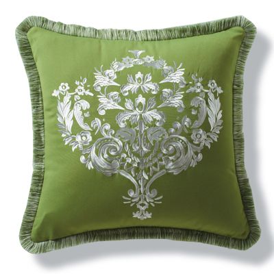 Embroidered Gingko Pillow with Fringe | Frontgate