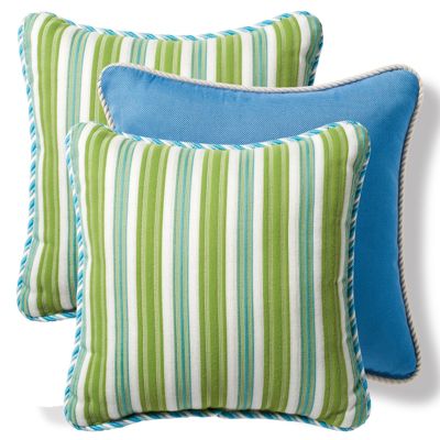 Set Of Three Gingko Stripe Designer Pillows Frontgate