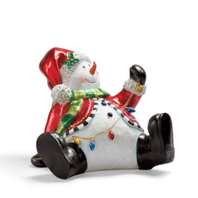 Outdoor Lifesize Playful Fiberoptic Snowman with Red Coat Frontgate