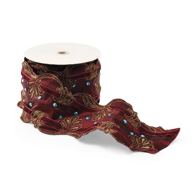 Jeweled Burgundy Embellished Velvet Ribbon Frontgate