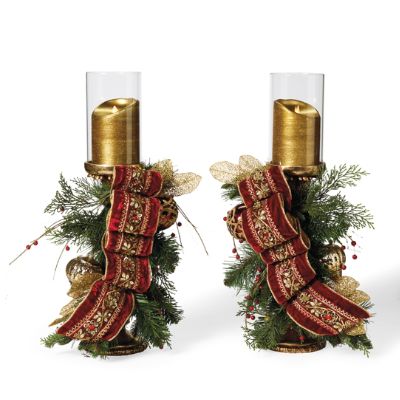 Set of Two Plaza Decorated Candle Holders | Frontgate