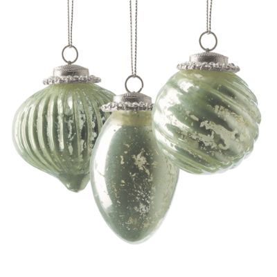 Set of Six Sage Mini Antique Ornaments Frontgate