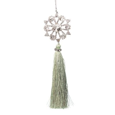 Set of Six Sage Crystal Burst Tassel Ornaments Frontgate