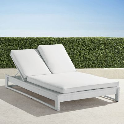 Palermo Double Chaise Lounge with Cushions in White Finish Frontgate