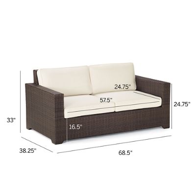 Palermo Loveseat in Bronze Wicker with High-Density PE & Rust