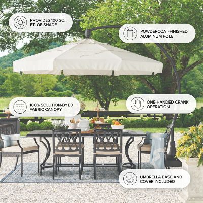 11' Cantilever Round Side Mount Umbrella & Base with 360  Tilt and Pivot