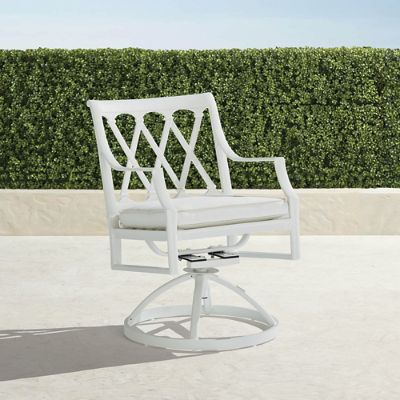 Grayson Swivel Dining Arm Chairs in White Finish Set of Two