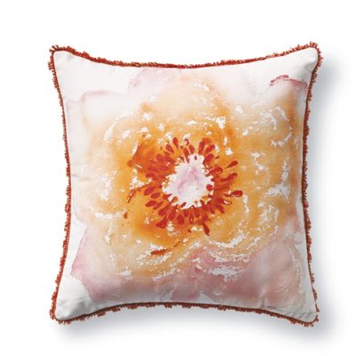 Painted Rose Apricot Designer Outdoor Pillow | Frontgate