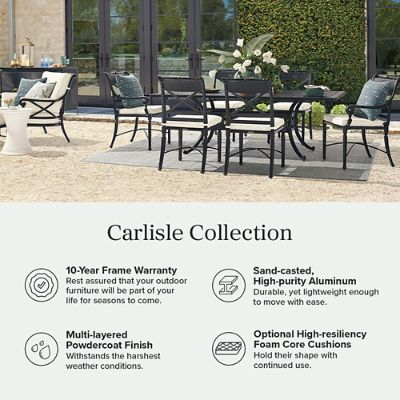 Carlisle 9-pc Onyx Aluminum Dining Set with Expandable Table & Chairs