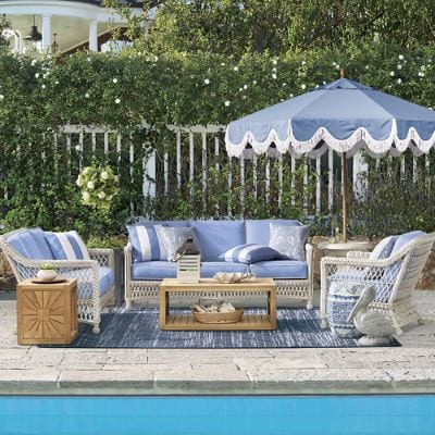 Hampton 3-pc Sofa Set in Ivory Wicker with UV-Protected Cushions