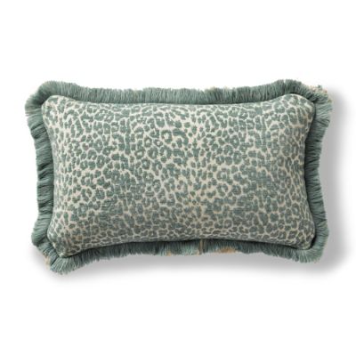 Leopard Luxe Aloe Outdoor Lumbar Pillow With Fringe Frontgate