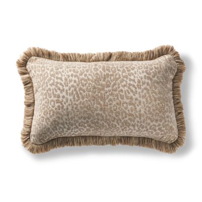 Leopard Luxe Sand Outdoor Lumbar Pillow with Fringe Frontgate