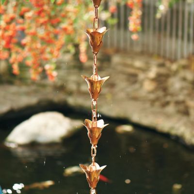 Copper Lotus Rain Chain | Frontgate