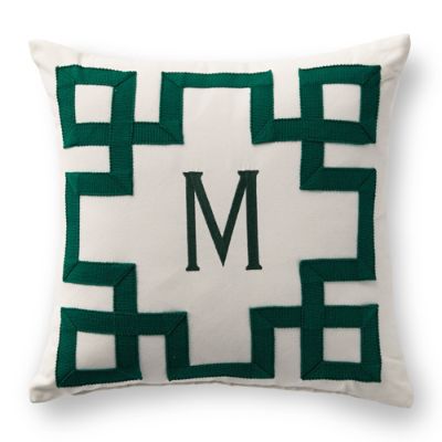 Maiandros Jade Monogrammed Outdoor Pillow Frontgate