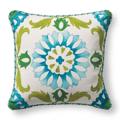 Painted Suzani Jade Outdoor Pillow | Frontgate