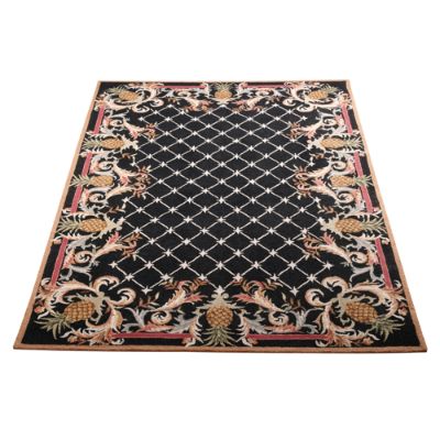 Pineapple Border Wool Indoor Rug Frontgate
