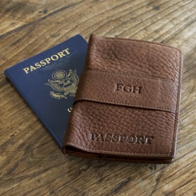 Monogrammed Leather Passport Case Frontgate