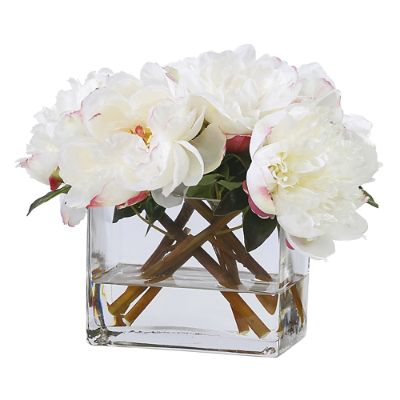 Peonies in Glass Vase Frontgate