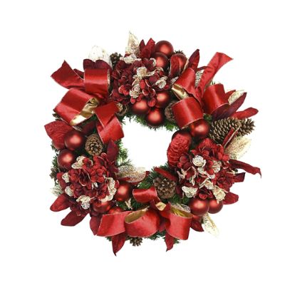 Red Hydrangea and Bows Wreath | Frontgate