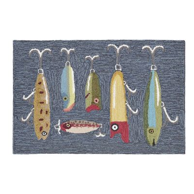 GREAT LAKES FISHING LURES INDOOR OUTDOOR AREA RUG - 30 X 48