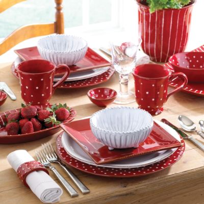 Vietri Rosso Vecchio Dot Serveware | Frontgate