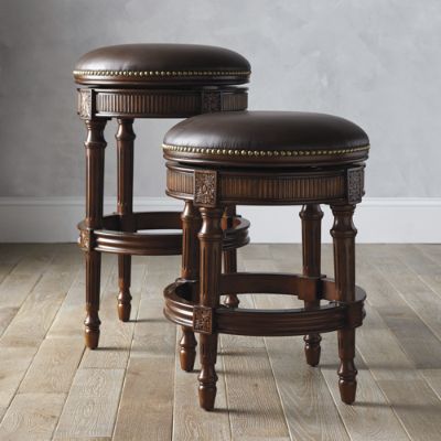 Chapman Swivel Bar Counter Stool with Fluted Legs Nailhead Trim