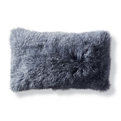 Mongolian Fur Decorative Lumbar Pillow in Stone Blue Frontgate