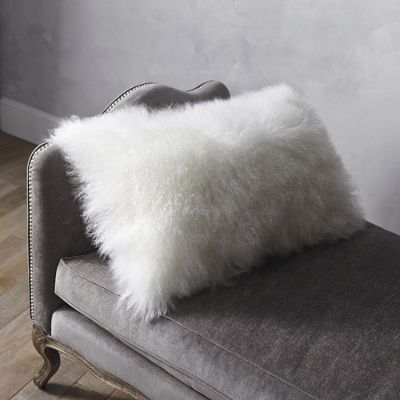 White fur lumbar pillow hotsell