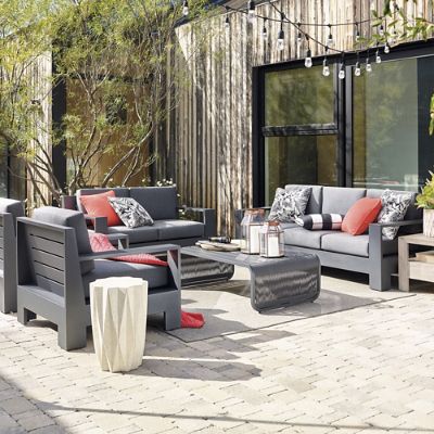 St. Kitts 3-pc Sofa Set in Matte Black Aluminum with Deep Seating