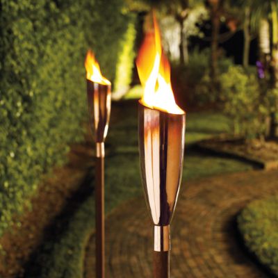 Pisa Copper Oil Garden Torches Frontgate