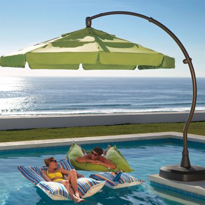 10 ft outdoor patio cantilever offset umbrella 10ft Patio Square Offset Umbrella With Hanging Decorative Holes and Air Vent, With Weights