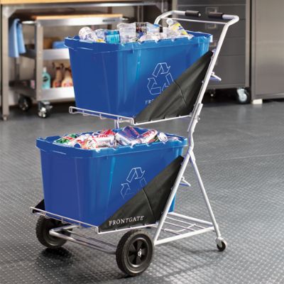 Two Bin Folding Recycling Cart Frontgate   B 42780 Main