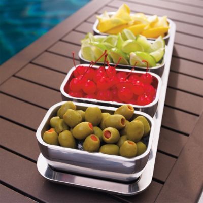 Large Clear Condiment Server Organizer On Ice With Containers And