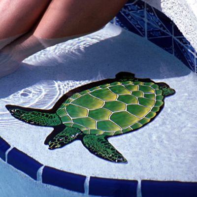 Mosaic Sea Turtle Pool Art | Frontgate