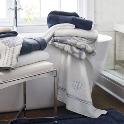 Resort Embroidered Stripe Cotton Towels Frontgate