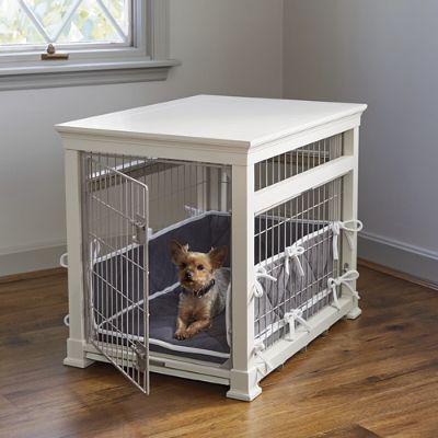 white dog cages