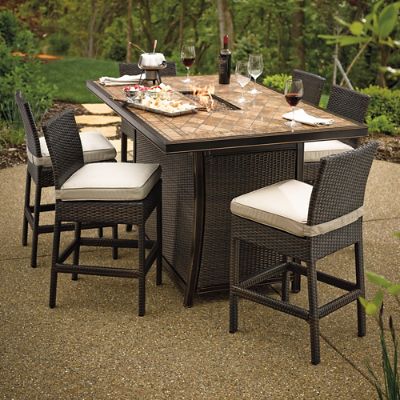 Patio furniture bar height with fire pit hot sale