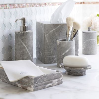 Set of 4 Travertine Bathroom Accessories Soap Dispenser