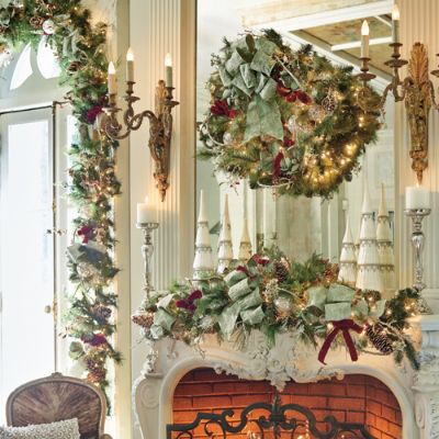 Silver & Sage Pre-Decorated Greenery | Frontgate