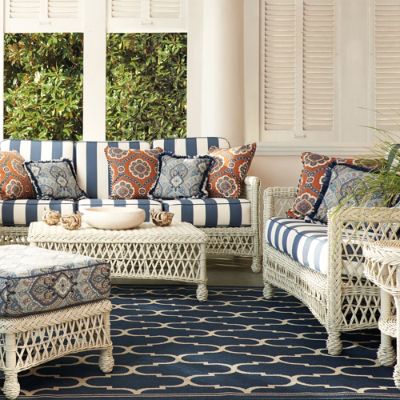 Hampton 3-pc Sofa Set in Ivory Wicker with UV-Protected Cushions