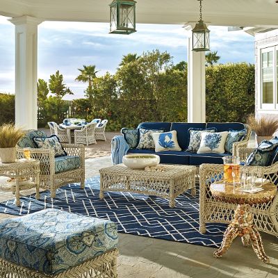 Hampton 3-pc Sofa Set in Ivory Wicker with UV-Protected Cushions